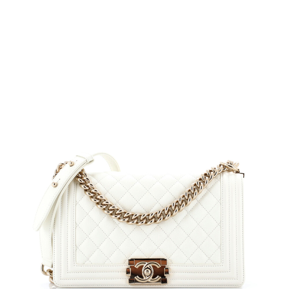 Chanel Old Medium Boy Flap Bag Quilted Caviar